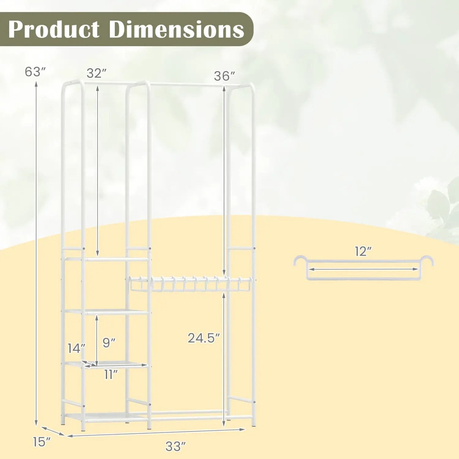 Portable Closet with Pants Hangers and 2 Hanging Rods and 4 Storage Shelves by DirectDeals