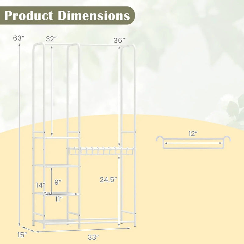 Portable Closet with Pants Hangers and 2 Hanging Rods and 4 Storage Shelves by DirectDeals