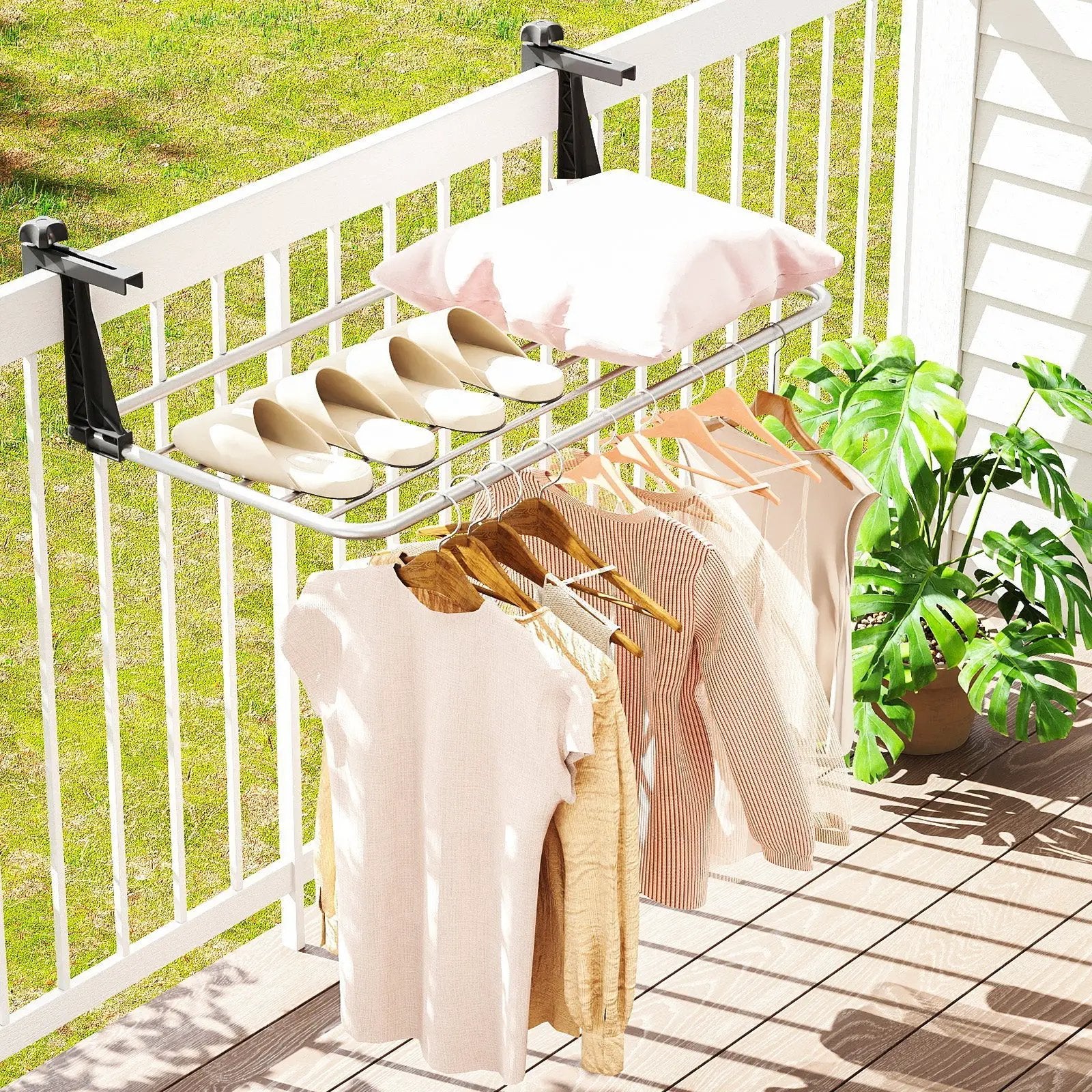 Portable Clothes Drying Rack Aluminum Towel Rack with Adjustable and Foldable Brackets by DirectDeals