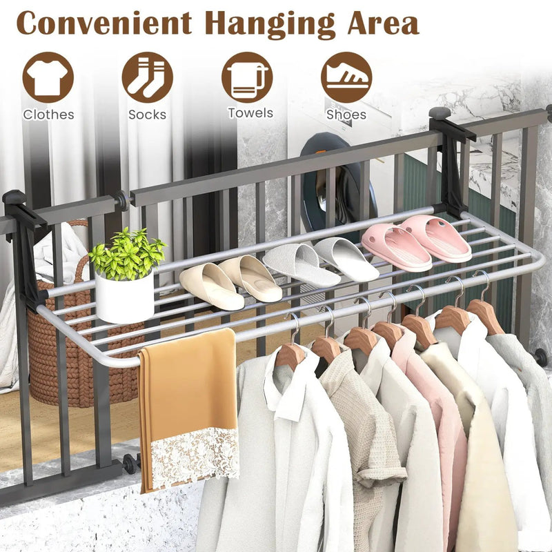 Portable Clothes Drying Rack Extendable Radiator Clothes Airer with Robust Aluminum Frame by DirectDeals