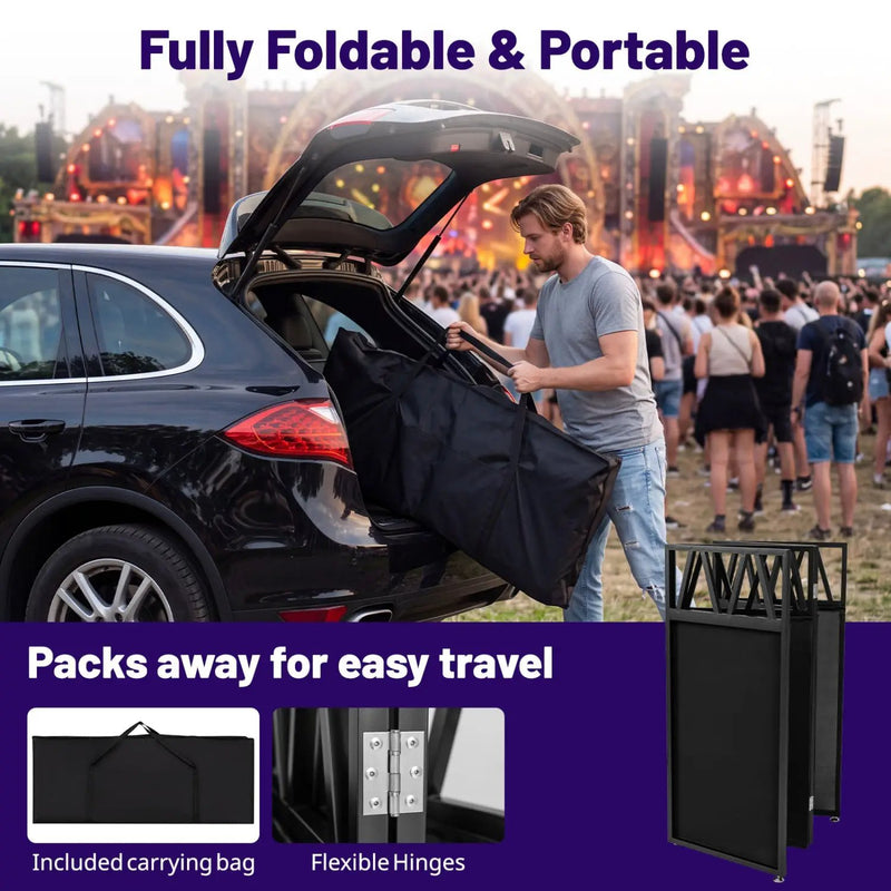 Portable DJ Booth with Black Scrims and Carrying Bag by DirectDeals