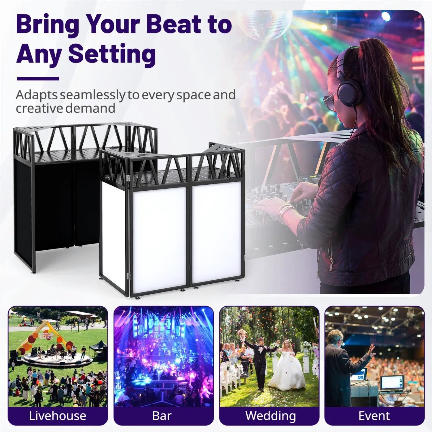 Portable DJ Booth with Black Scrims and Carrying Bag by DirectDeals
