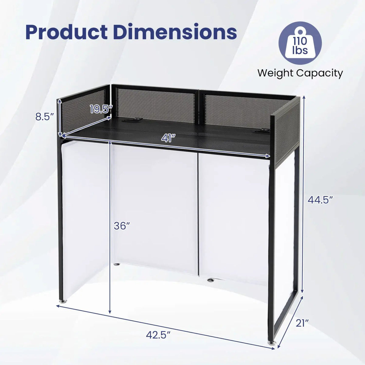 Portable DJ Booth with Adjustable Feet and Detachable Tabletop by DirectDeals