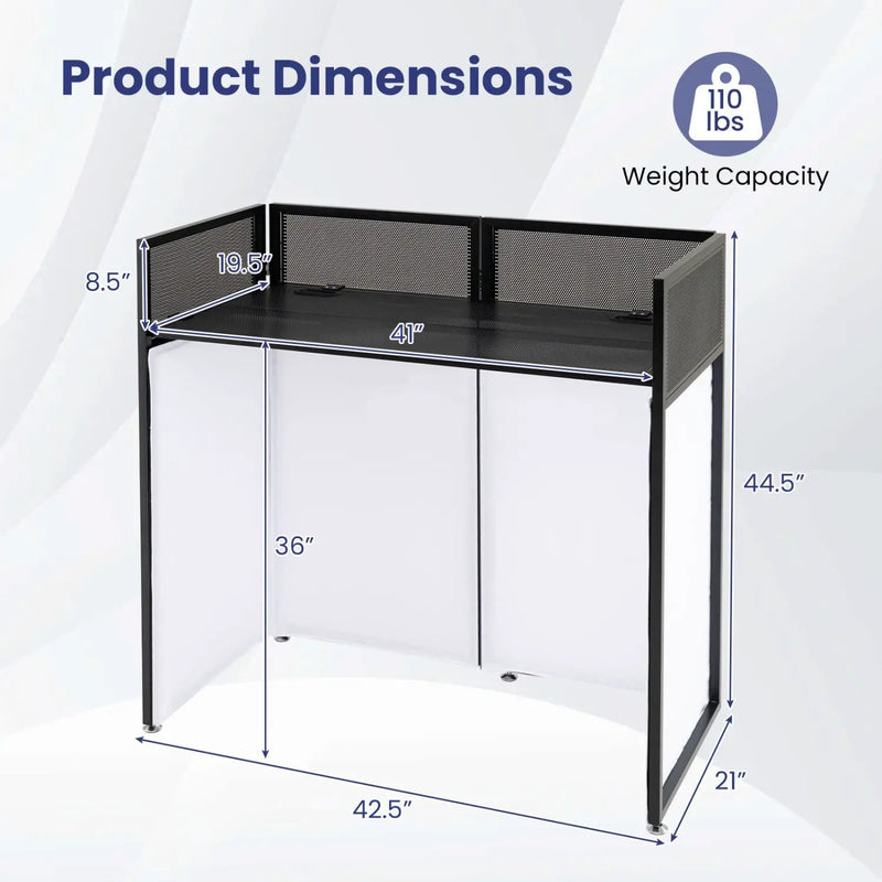 Portable DJ Booth with Adjustable Feet and Detachable Tabletop by DirectDeals