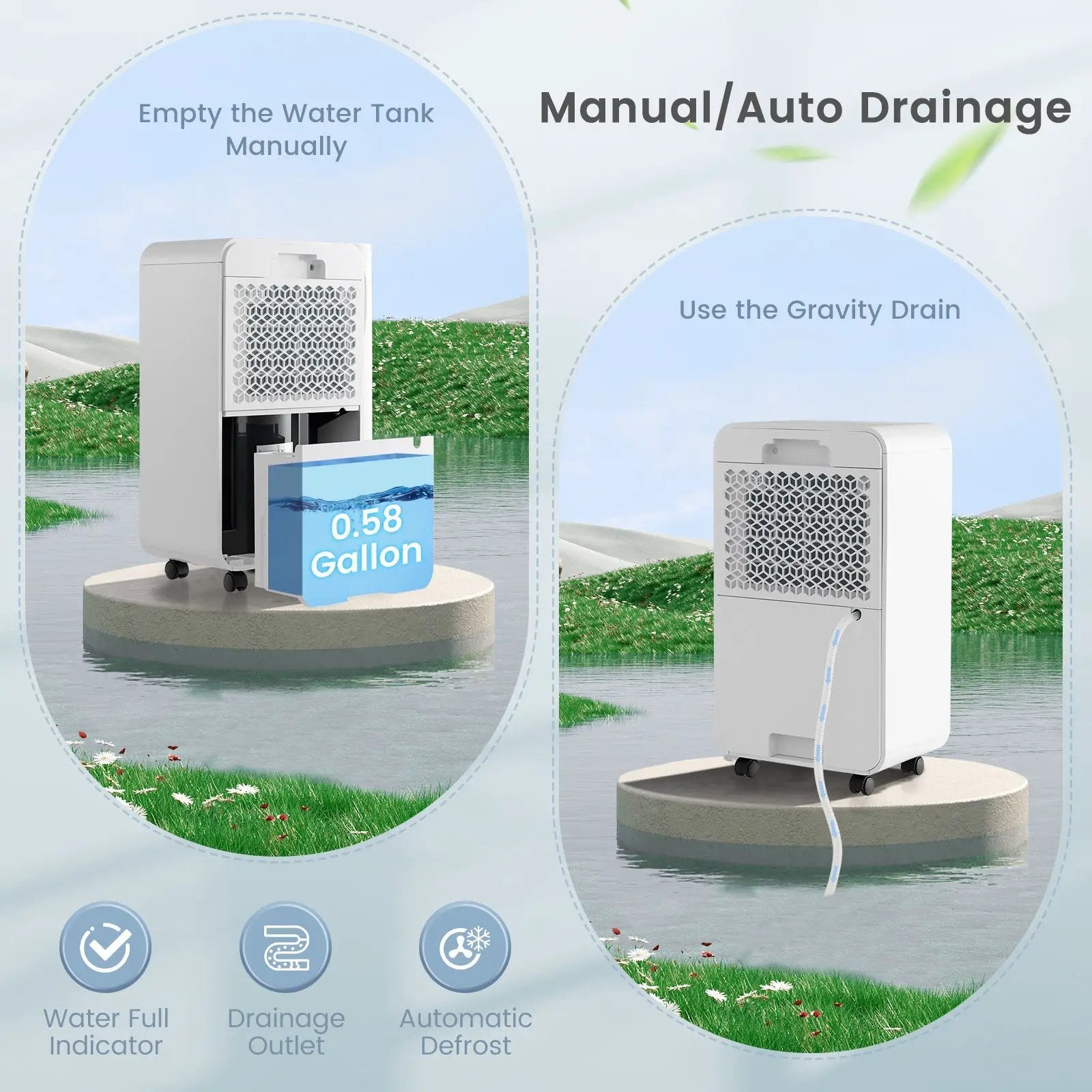 32 Pints Dehumidifier with Sleep Mode and 24H Timer for Home Basement-White by DirectDeals