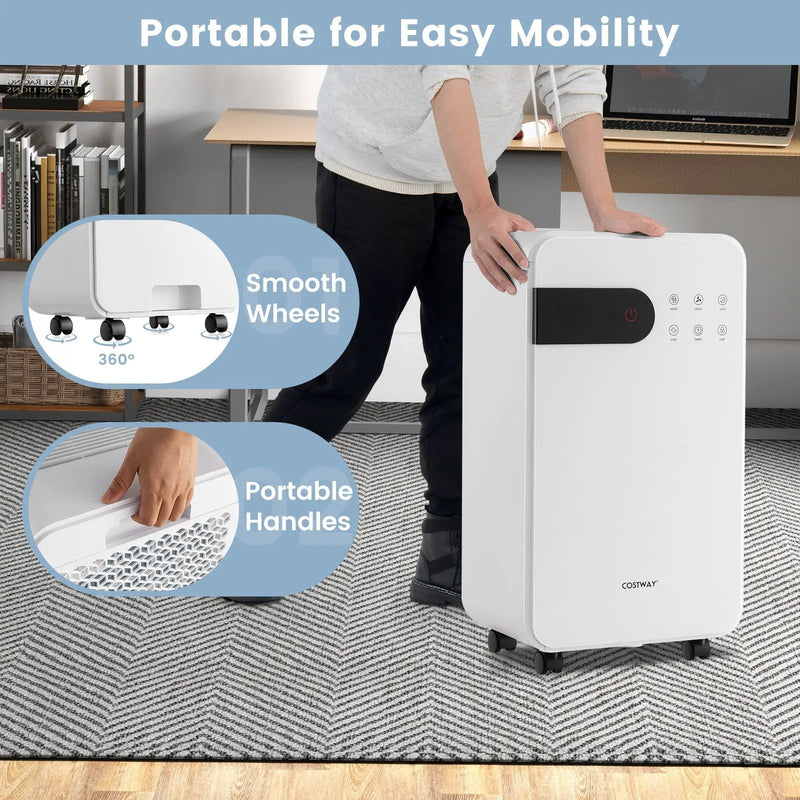 32 Pints Dehumidifier with Sleep Mode and 24H Timer for Home Basement-White by DirectDeals