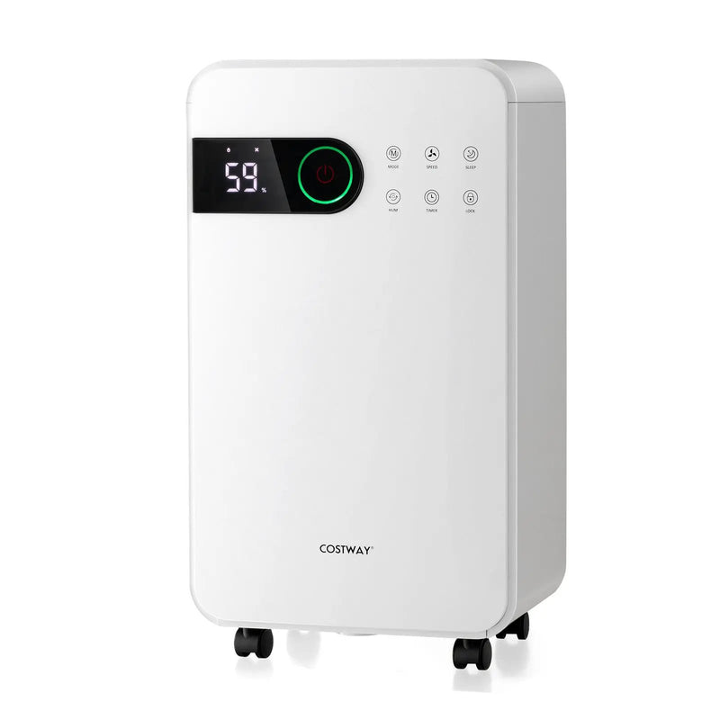 32 Pints Dehumidifier with Sleep Mode and 24H Timer for Home Basement-White by DirectDeals