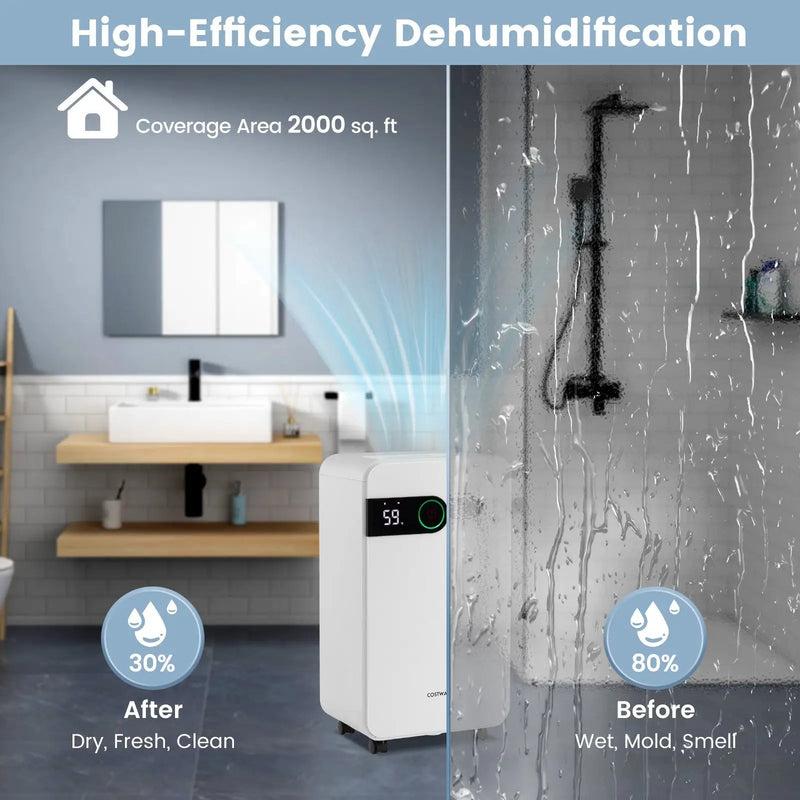 32 Pints Dehumidifier with Sleep Mode and 24H Timer for Home Basement-White by DirectDeals
