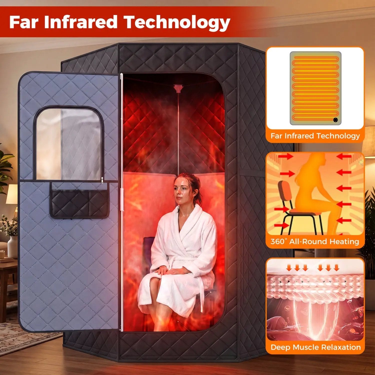 Portable Far Infrared Sauna Box for Home Full Body Sauna Tent by DirectDeals