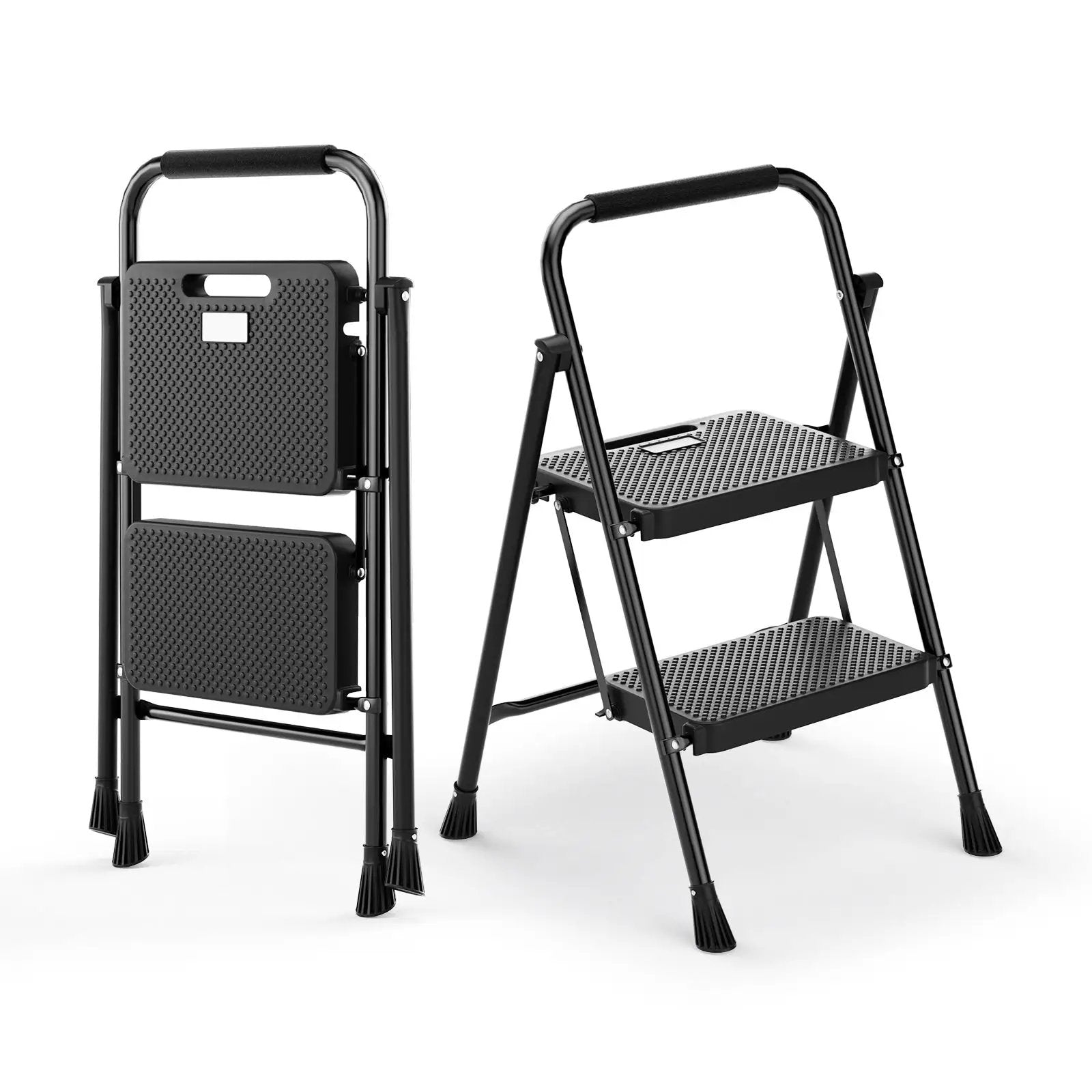 Portable Folding 2 Step Ladder with Wide Anti-Slip Pedal-Black by DirectDeals