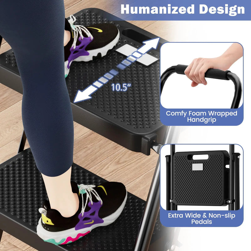 Portable Folding 2 Step Ladder with Wide Anti-Slip Pedal-Black by DirectDeals
