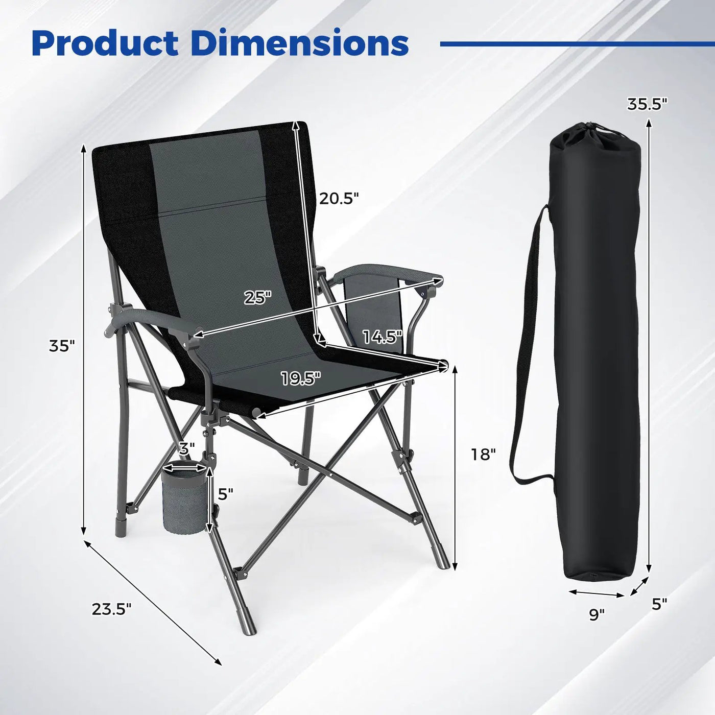 Portable Folding Oxford Cloth Camping Chair with Cup Holder and Side Pocket by DirectDeals