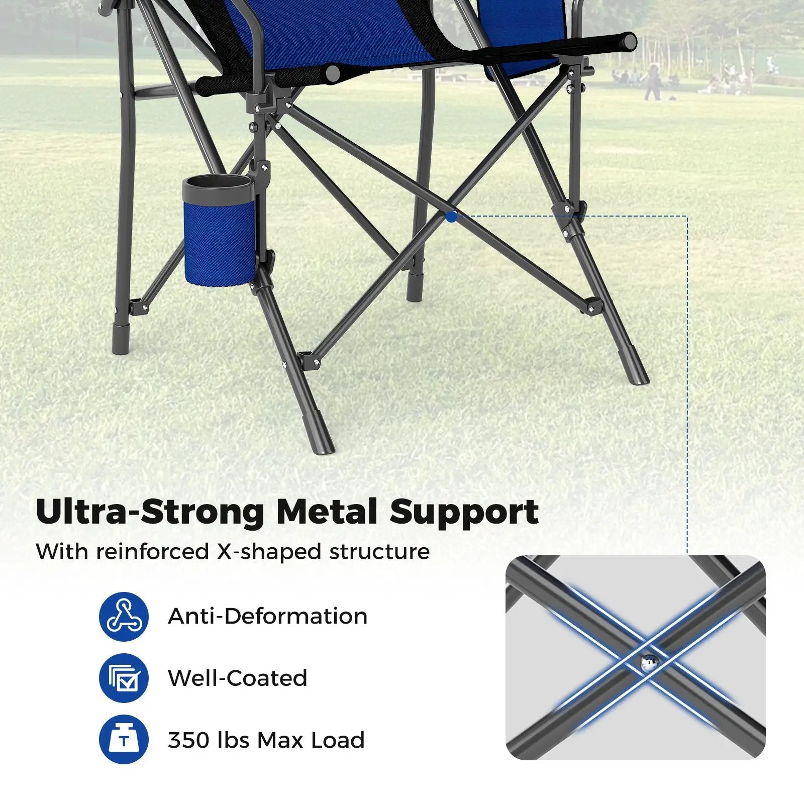 Portable Folding Oxford Cloth Camping Chair with Cup Holder and Side Pocket by DirectDeals
