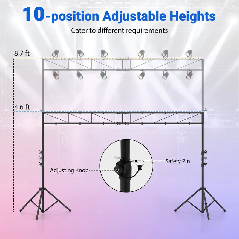 Portable Lighting Truss System Height Adjustable DJ Light Stand with 2 Folding Tripods by DirectDeals