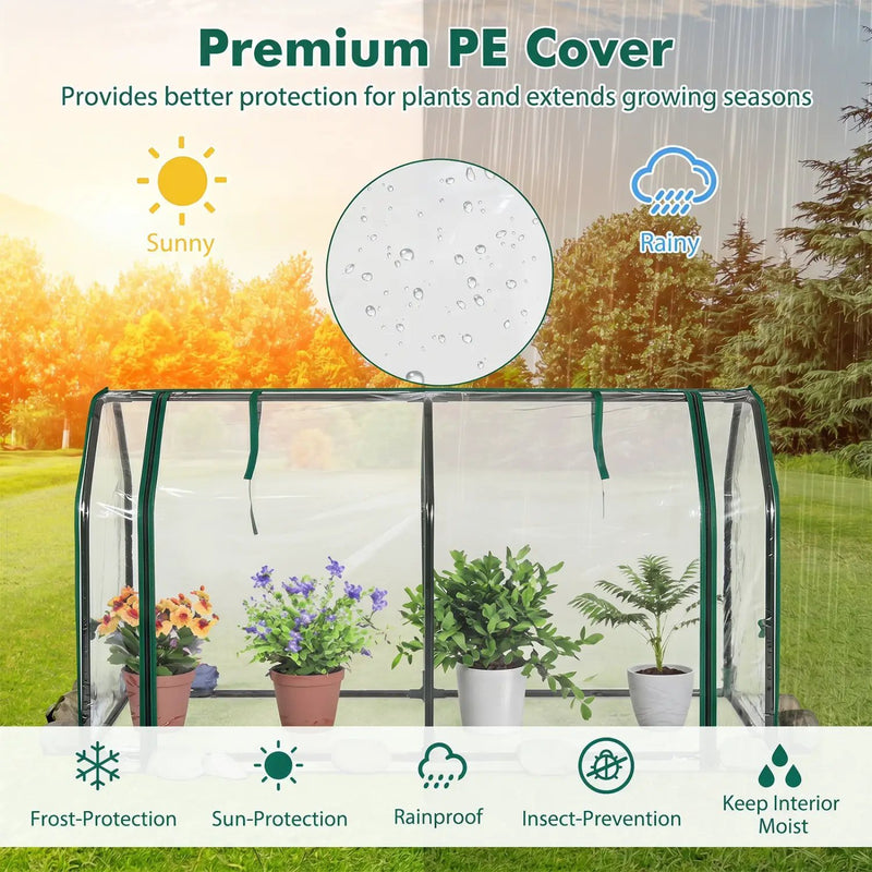 Portable Mini Greenhouse with PE Cover and Zippered Door by DirectDeals