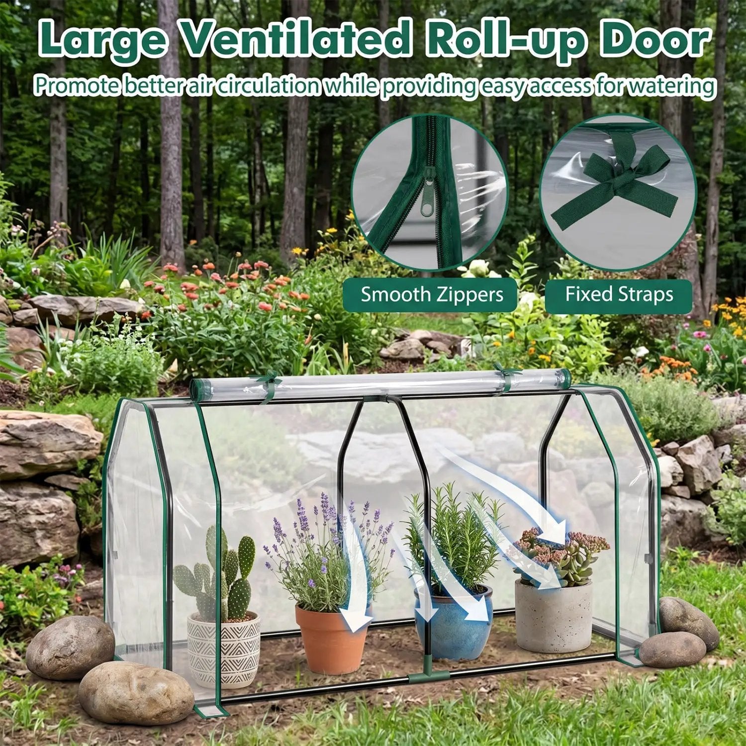 Portable Mini Greenhouse with PE Cover and Zippered Door by DirectDeals