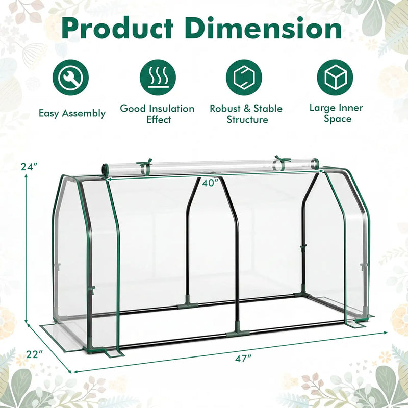 Portable Mini Greenhouse with PE Cover and Zippered Door by DirectDeals