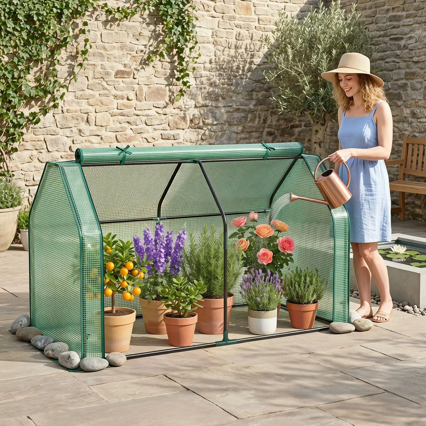 Portable Mini Greenhouse with PE Cover and Roll-Up Door by DirectDeals