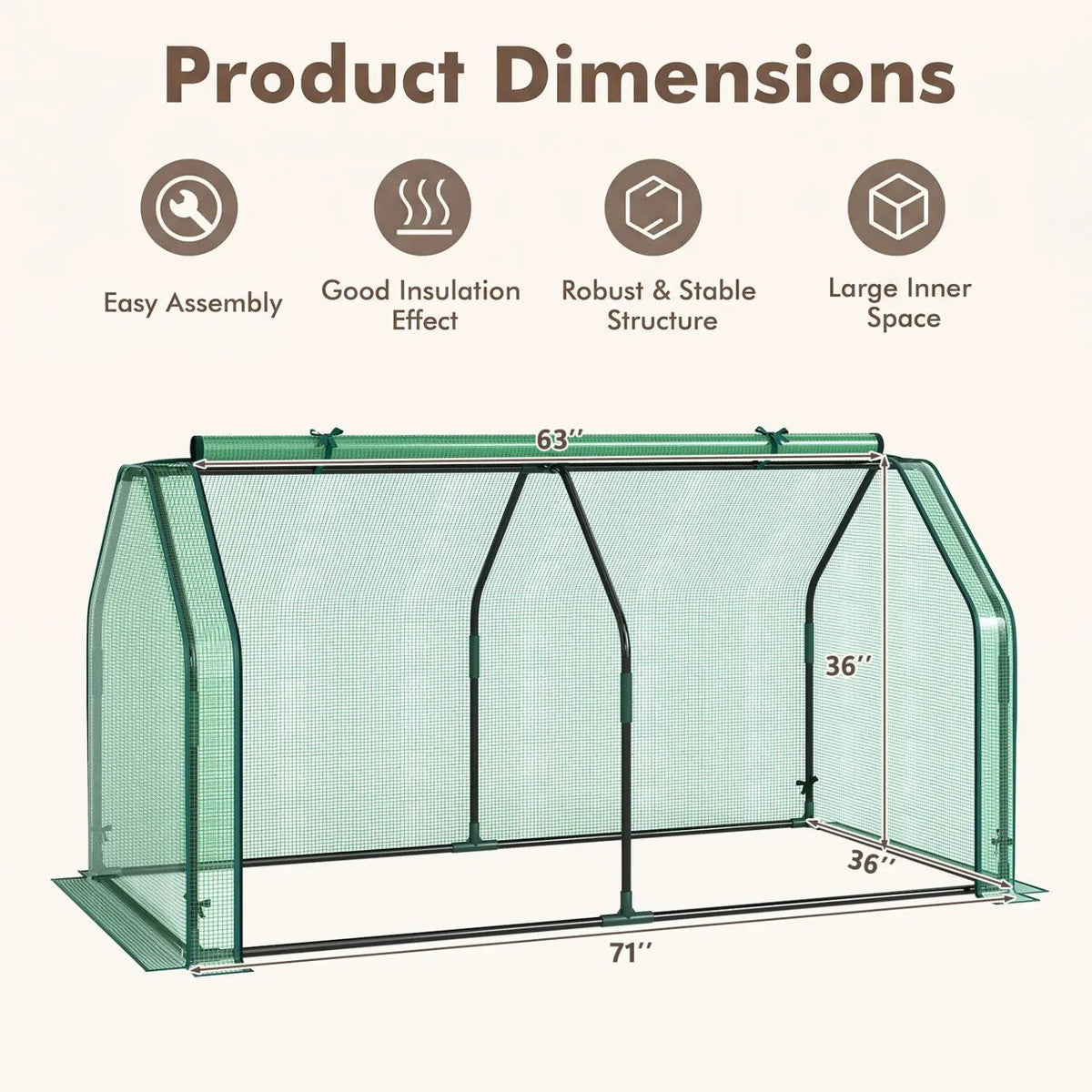 Portable Mini Greenhouse with PE Cover and Roll-Up Door by DirectDeals