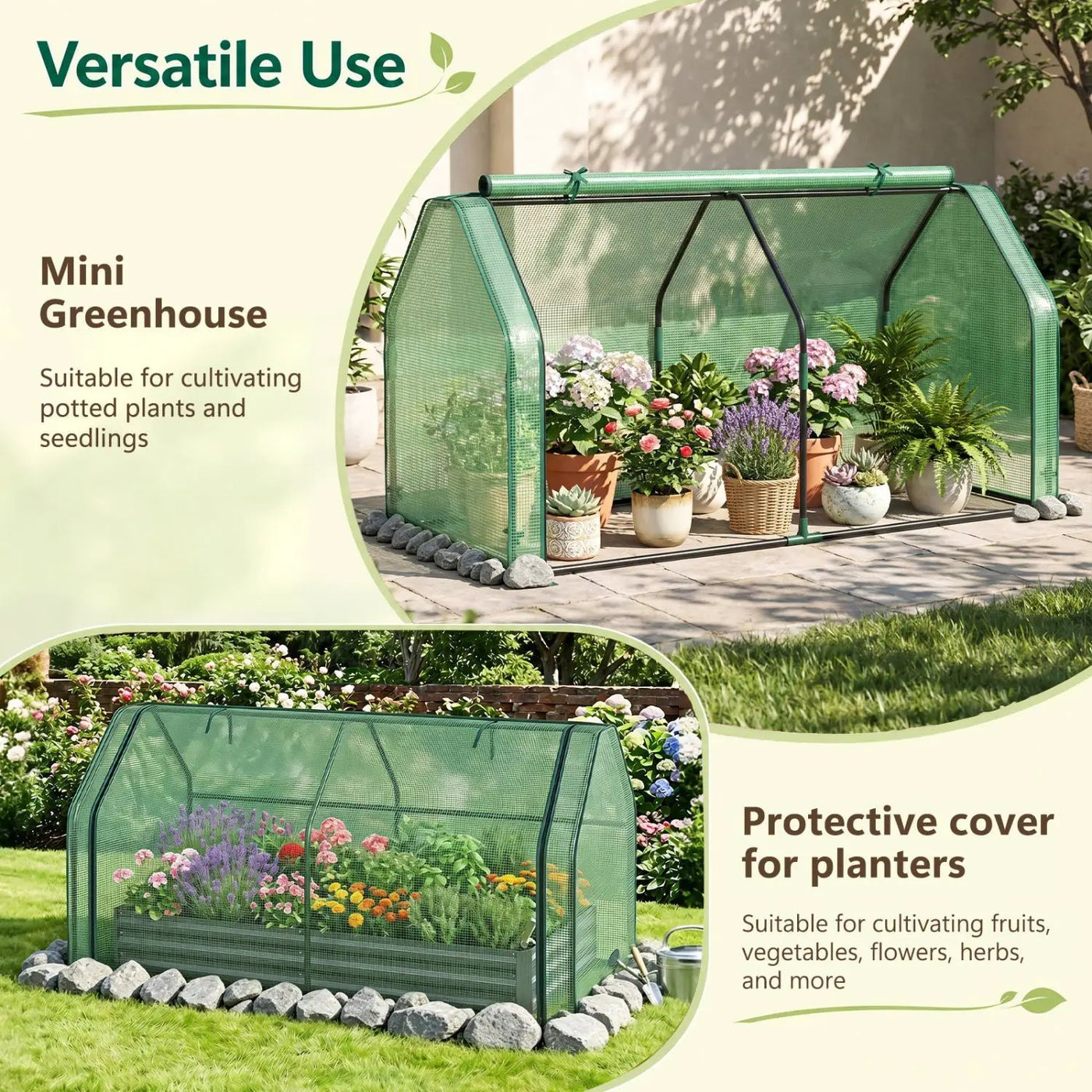 Portable Mini Greenhouse with PE Cover and Roll-Up Door by DirectDeals