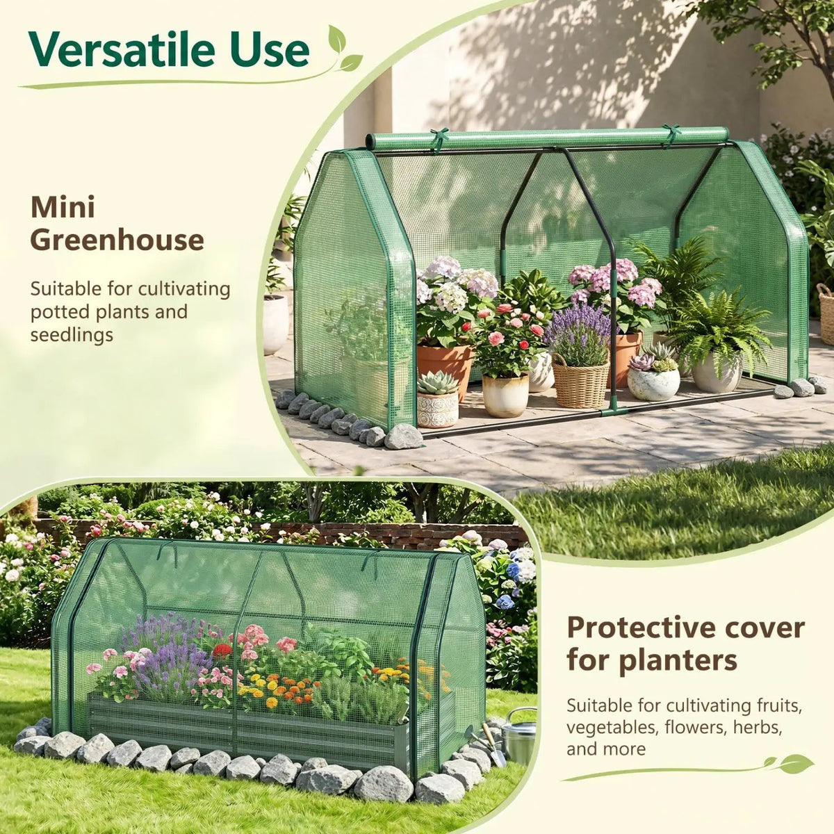 Portable Mini Greenhouse with PE Cover and Roll-Up Door by DirectDeals