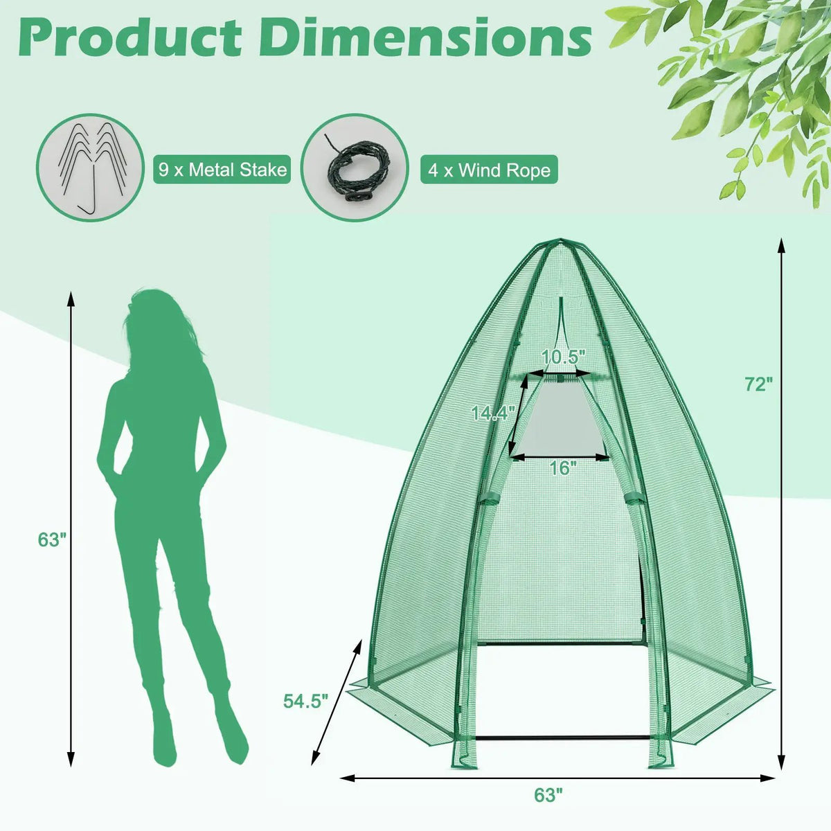 5.5 x 5.5 x 6 Feet Portable Mini Greenhouse with All-Weather PE Cover by DirectDeals