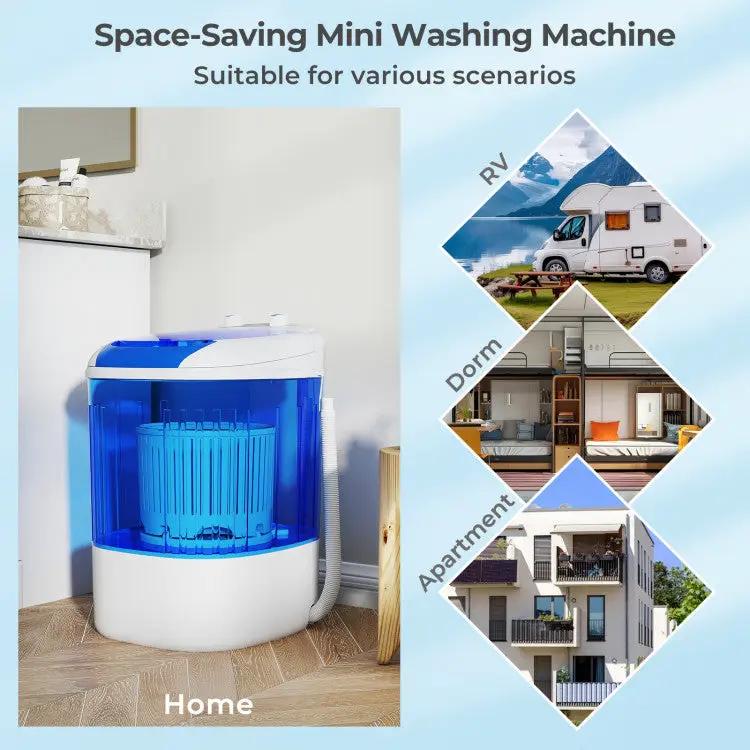 Portable Mini Semi-automatic Washing Machine with Spin Tub and Drain Hose 2.5 kg Capacity by DirectDeals