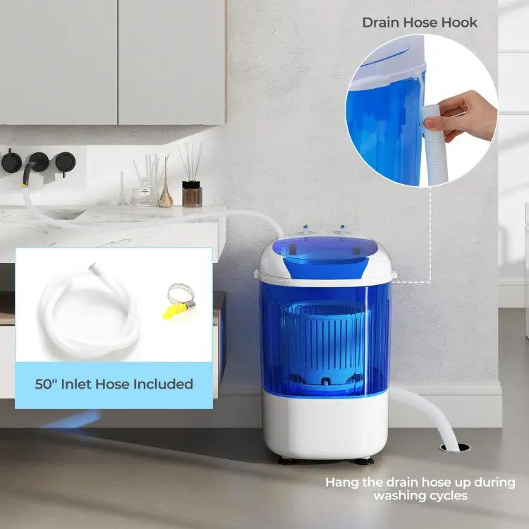 Portable Mini Semi-automatic Washing Machine with Spin Tub and Drain Hose 2.5 kg Capacity by DirectDeals
