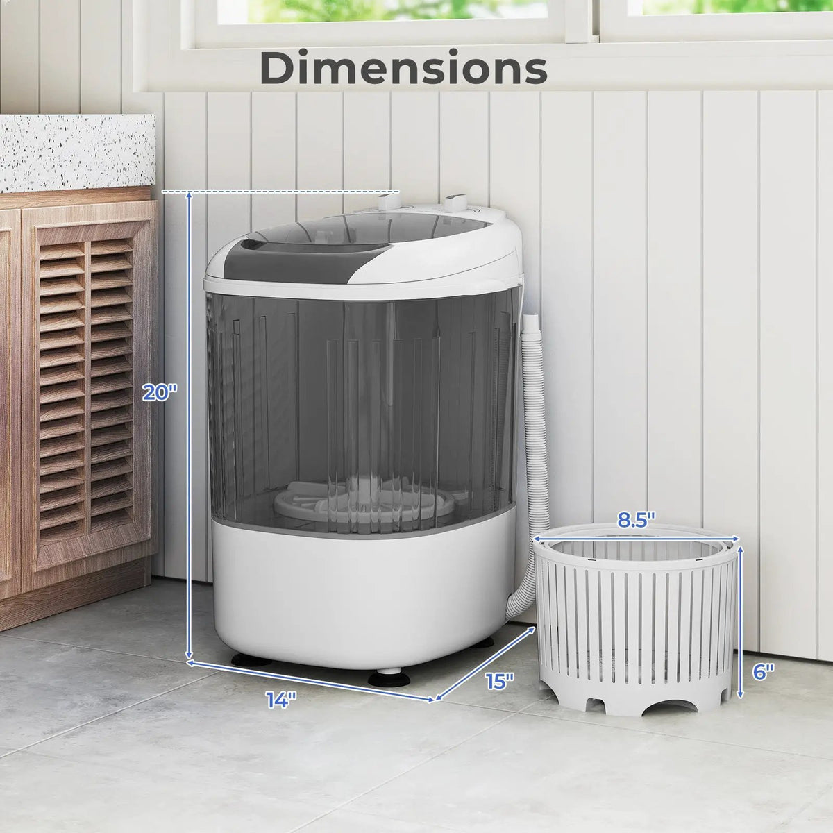 Portable Mini Semi-automatic Washing Machine with Spin Tub and Drain Hose 2.5 kg Capacity by DirectDeals