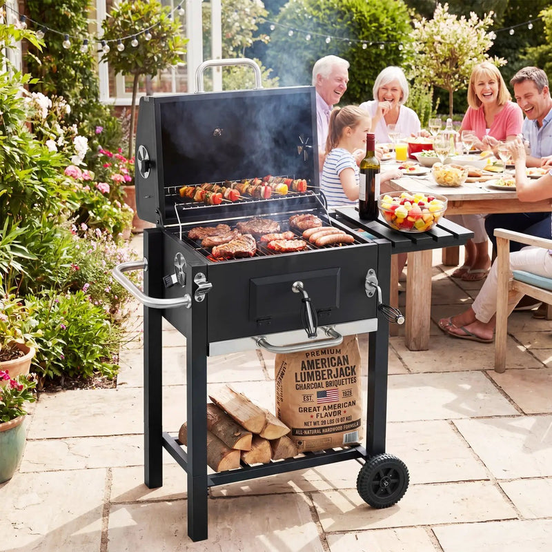 Charcoal Grill with Adjustable Tray and Wheels by DirectDeals