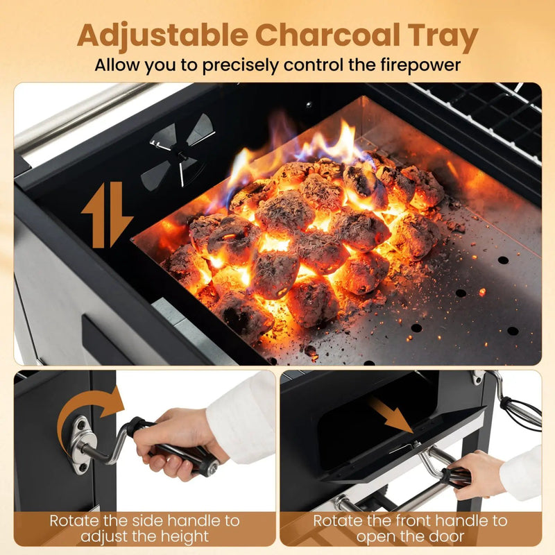 Charcoal Grill with Adjustable Tray and Wheels by DirectDeals
