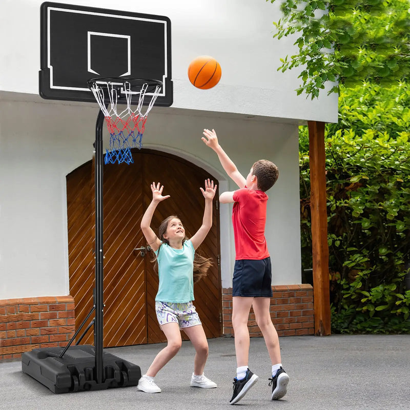 Portable Outdoor Basketball Hoop 6.9-8.5 FT Adjustable with Fillable Base Shatterproof PC Backboard by DirectDeals