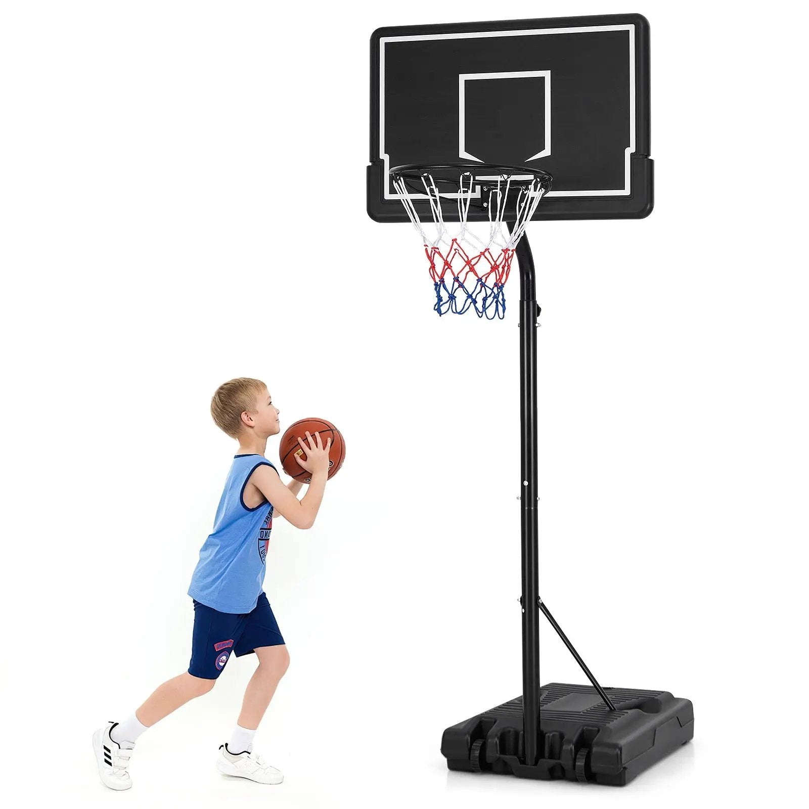 Portable Outdoor Basketball Hoop 6.9-8.5 FT Adjustable with Fillable Base Shatterproof PC Backboard by DirectDeals