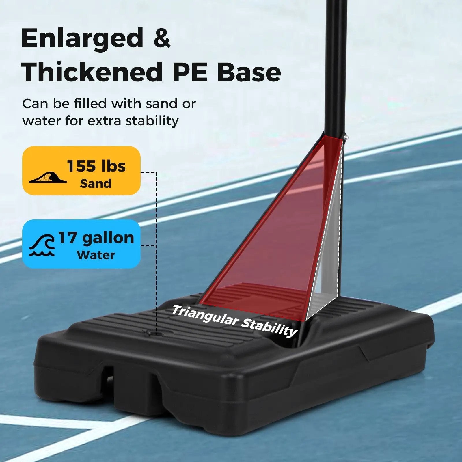 Portable Outdoor Basketball Hoop 6.9-8.5 FT Adjustable with Fillable Base Shatterproof PC Backboard by DirectDeals