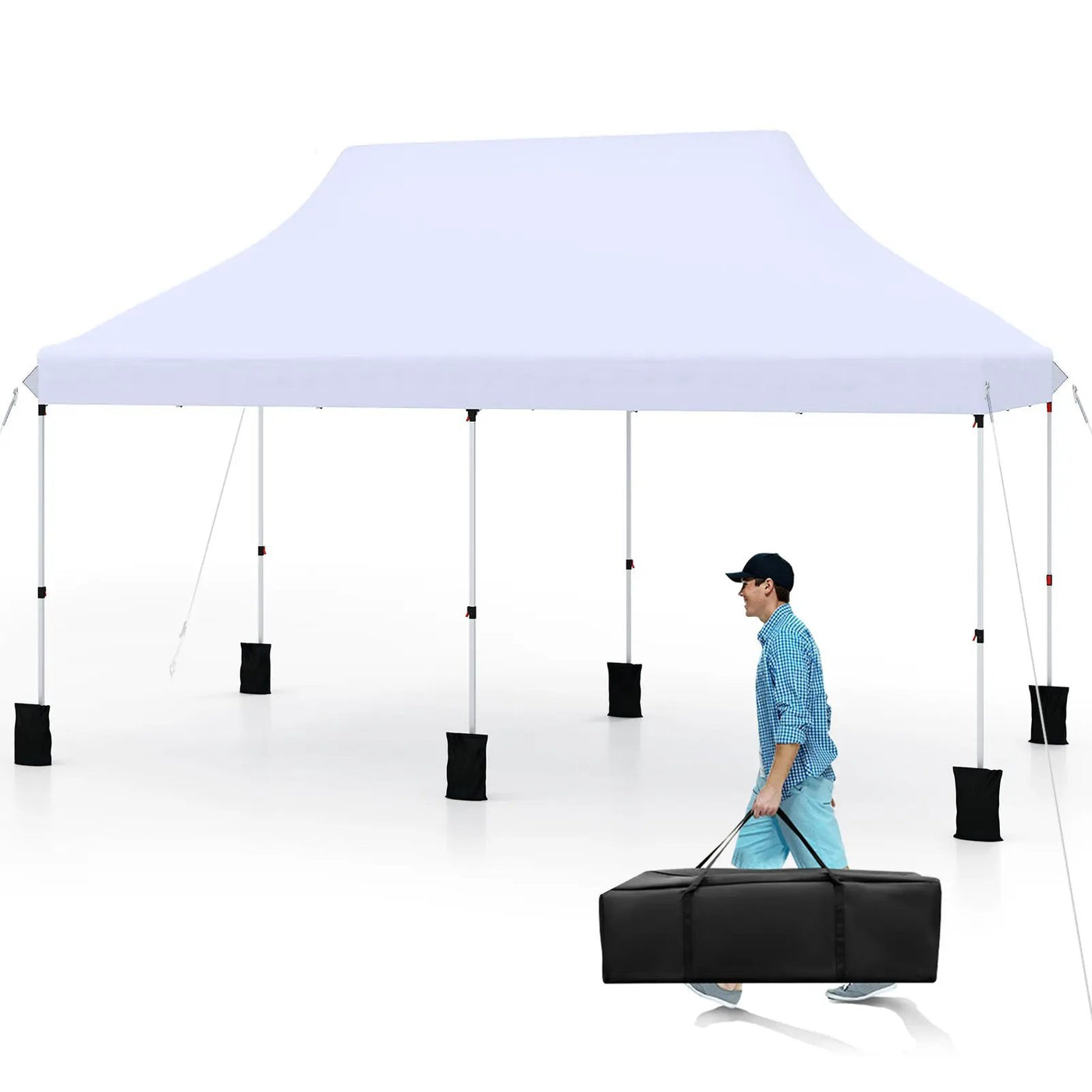 10 X 20 FT Pop up Canopy Tent Foldable Portable Outdoor Gazebo with Carry Bag-Blue by DirectDeals