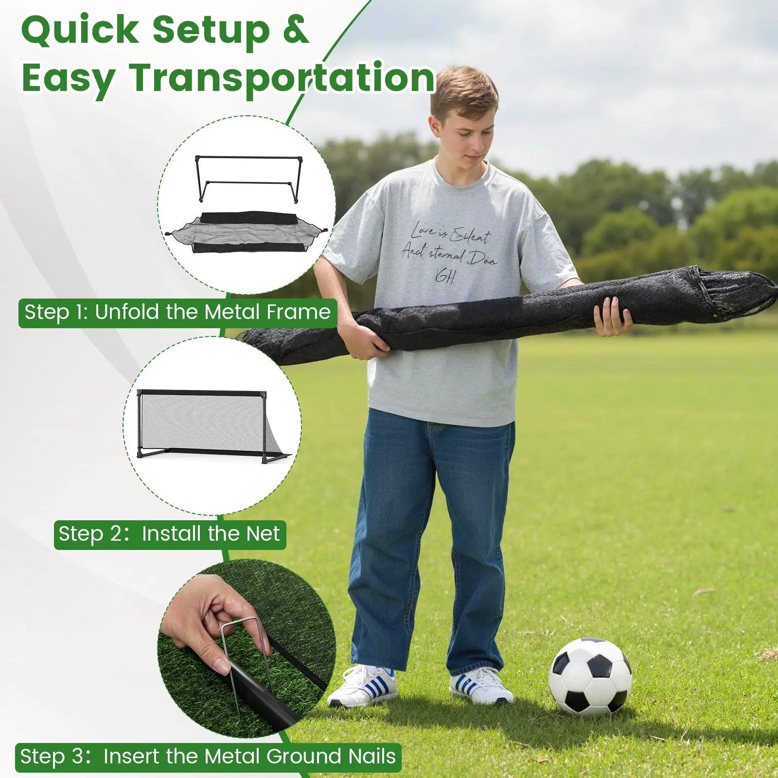 Portable POP Up Toddler Soccer Net with Metal Frame by DirectDeals