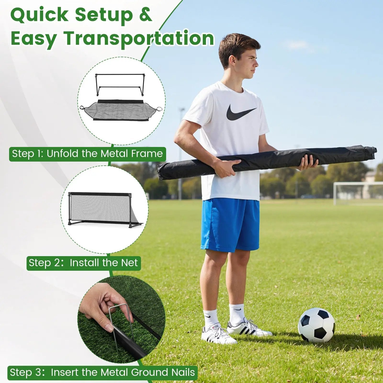 Portable POP Up Toddler Soccer Net with Metal Frame by DirectDeals