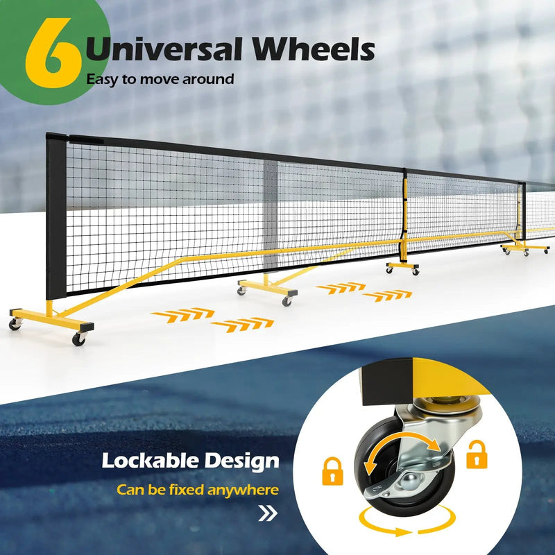 22 FT Portable Pickleball Net with 6 Lockable Wheels and Carry Bag by DirectDeals