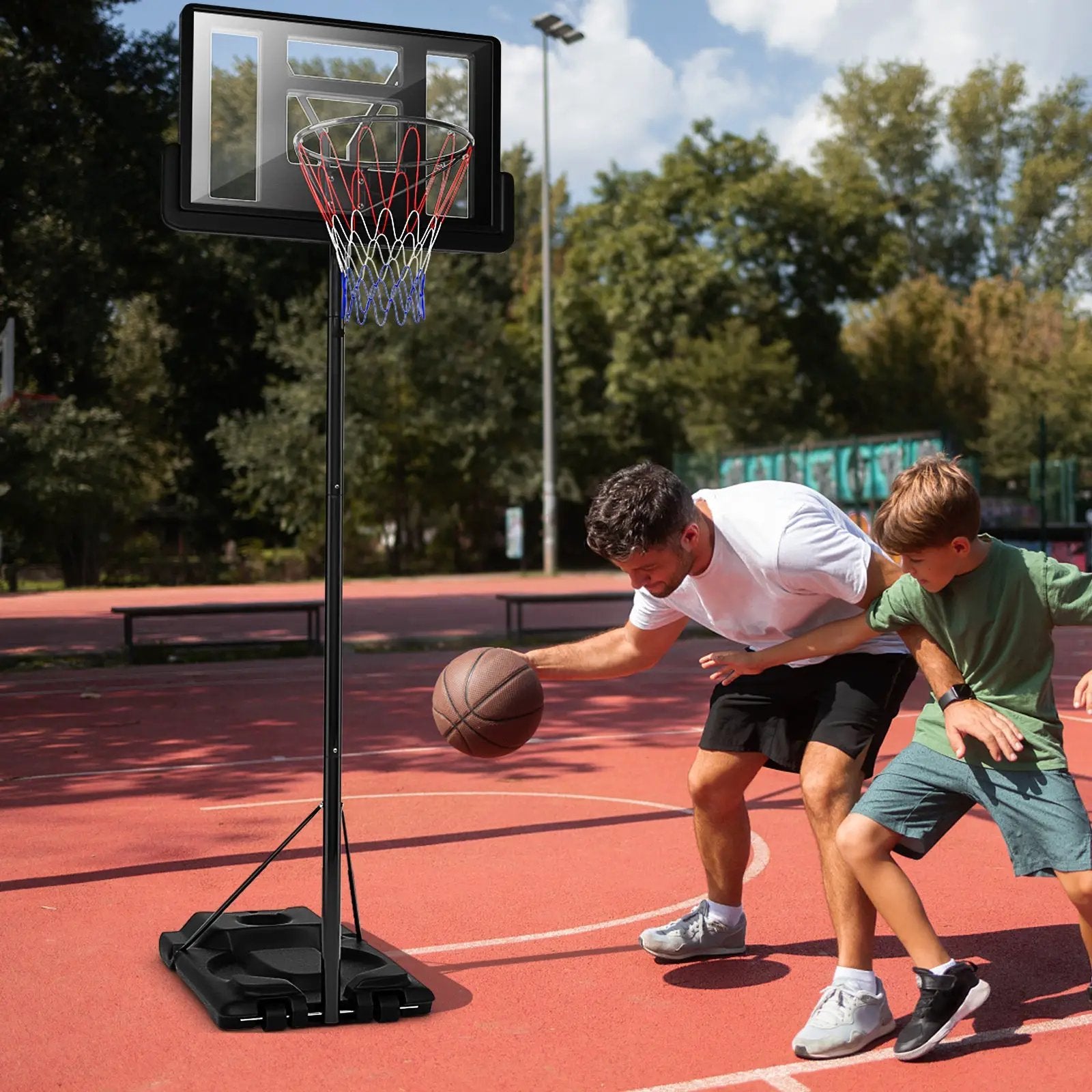 Height Adjustable Portable Shatterproof Backboard Basketball Hoop with 2 Nets by DirectDeals
