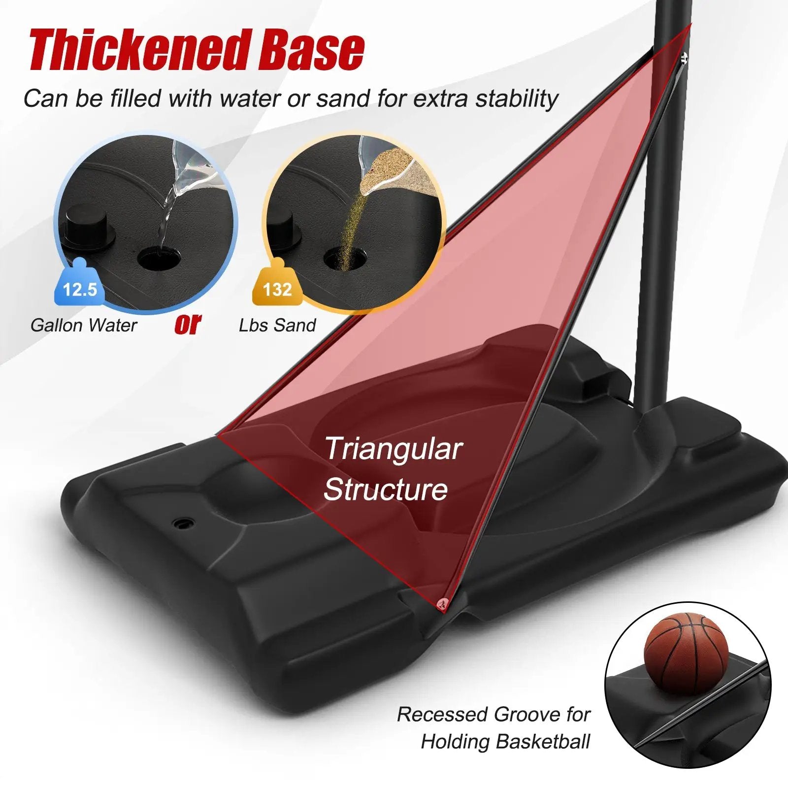 Height Adjustable Portable Shatterproof Backboard Basketball Hoop with 2 Nets by DirectDeals
