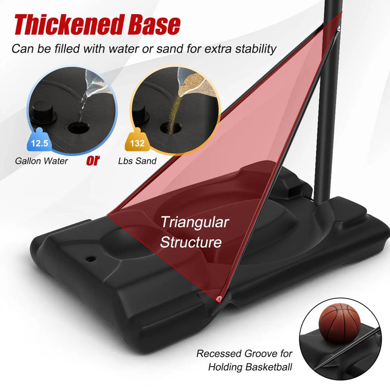 Height Adjustable Portable Shatterproof Backboard Basketball Hoop with 2 Nets by DirectDeals
