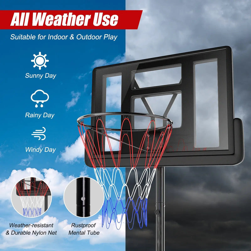 Height Adjustable Portable Shatterproof Backboard Basketball Hoop with 2 Nets by DirectDeals