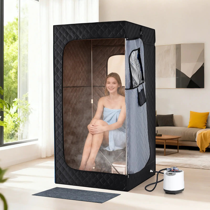 Portable Steam Sauna Box with 3L/1200W Fast-Heat Steamer and 15-Level Temperature by DirectDeals