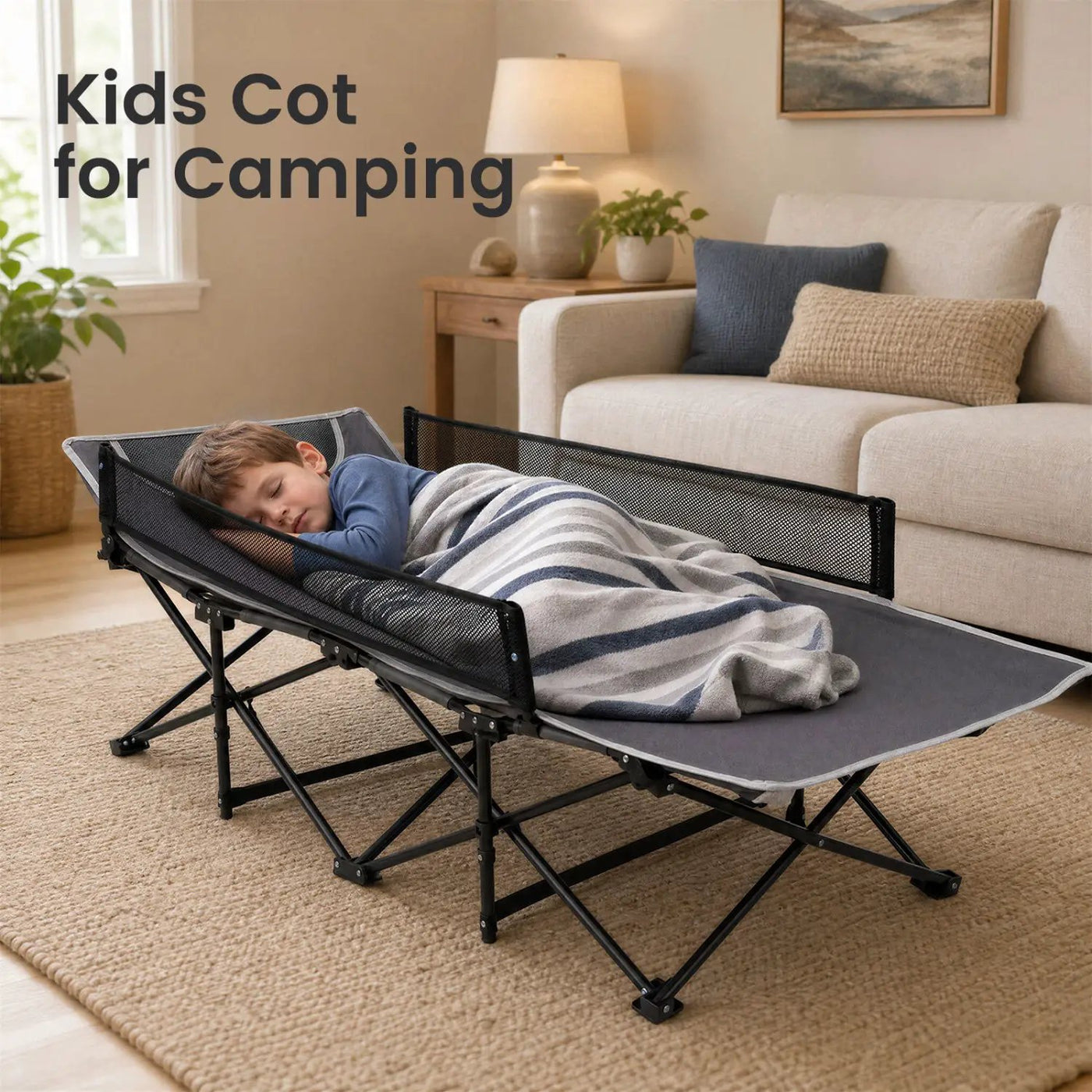 Portable Folding Camping Cot with Guardrail - 330 lbs Capacity by DirectDeals