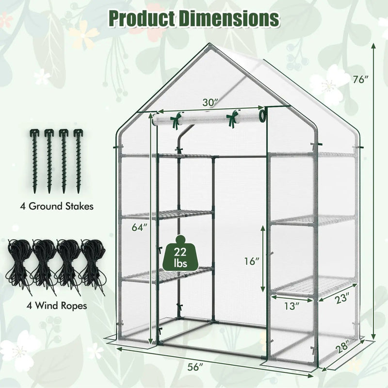 Portable Walk-in Greenhouse with 3 Tiers and 6 Shelves by DirectDeals
