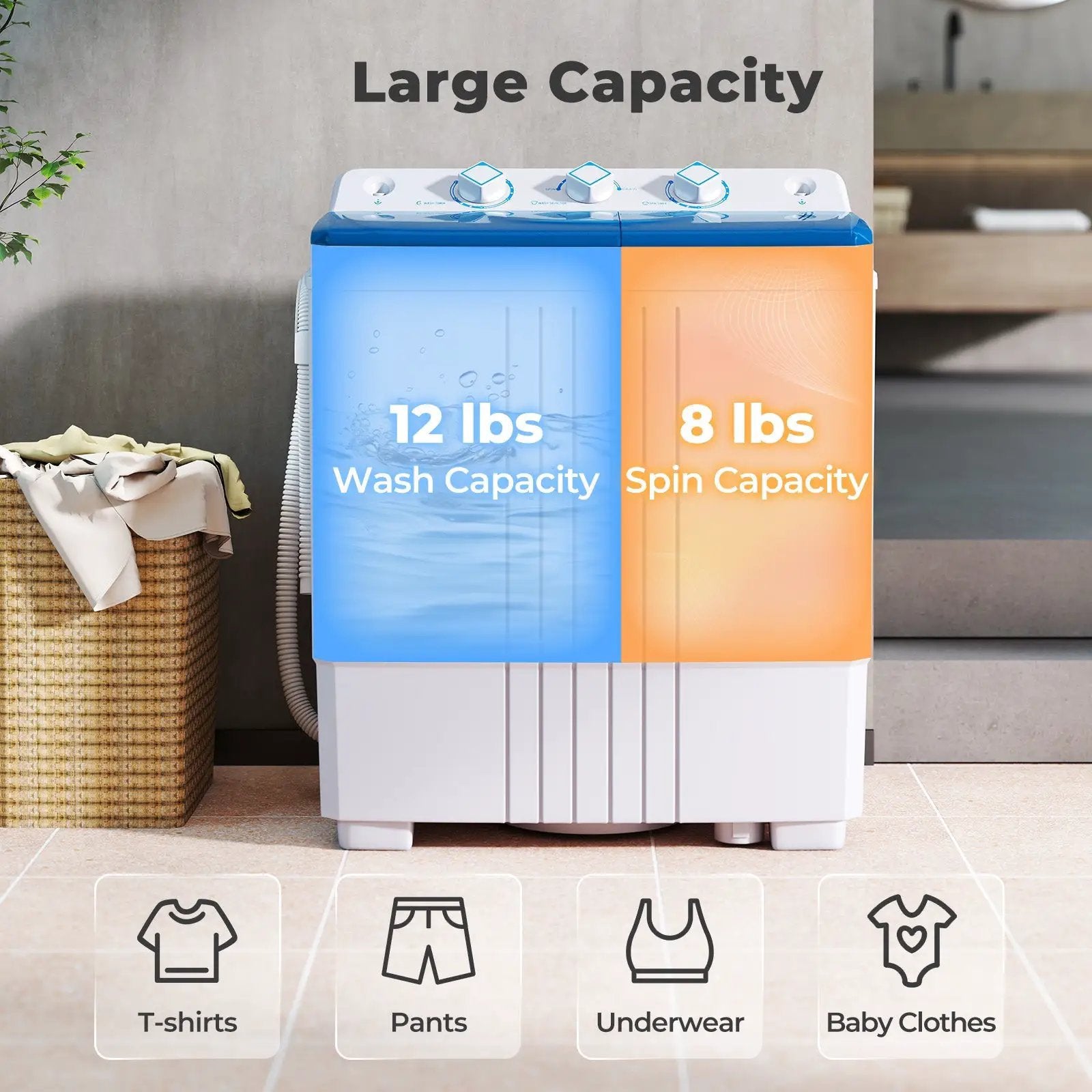Portable Washing Machine with Built-in Drain Pump by DirectDeals