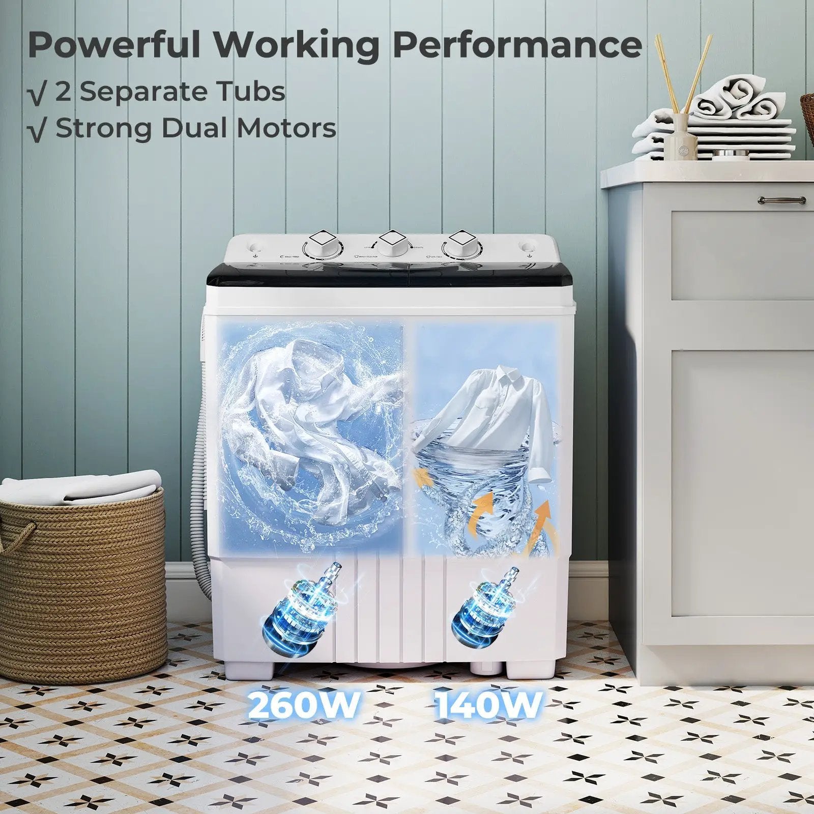 Portable Washing Machine with Built-in Drain Pump by DirectDeals