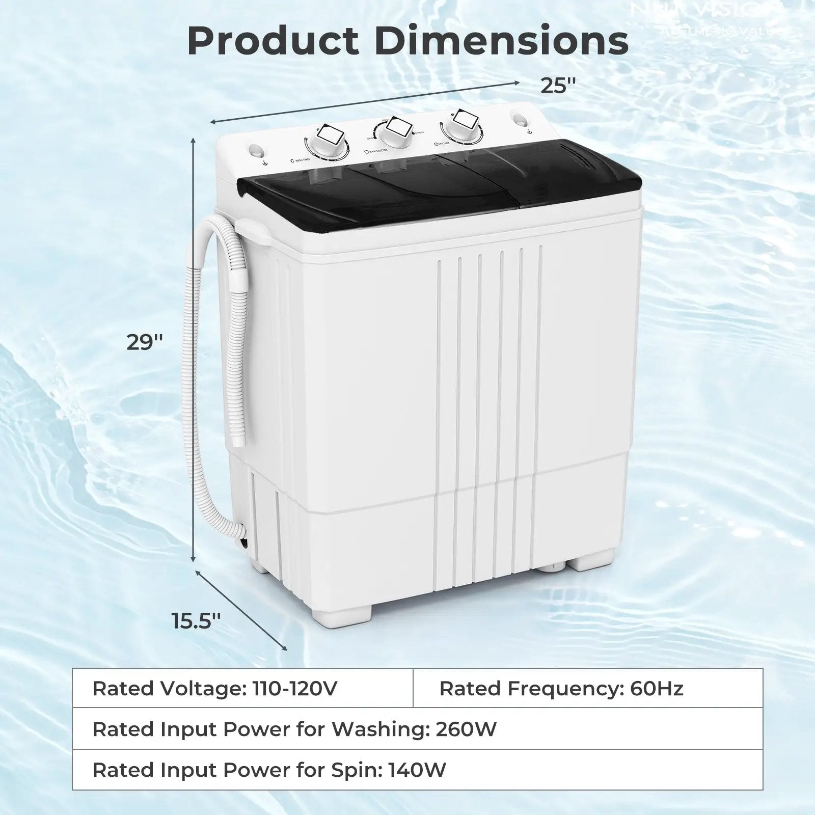 Portable Washing Machine with Built-in Drain Pump by DirectDeals