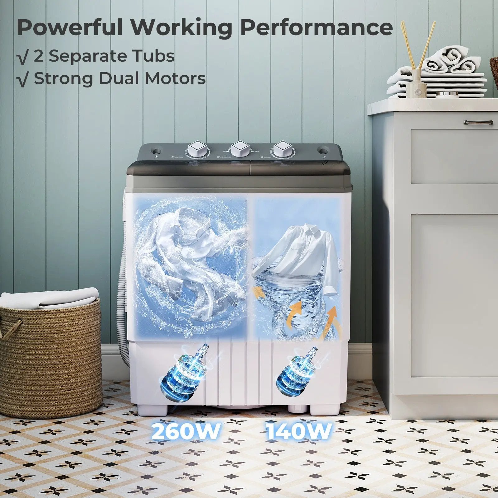 Portable Washing Machine with Built-in Drain Pump by DirectDeals
