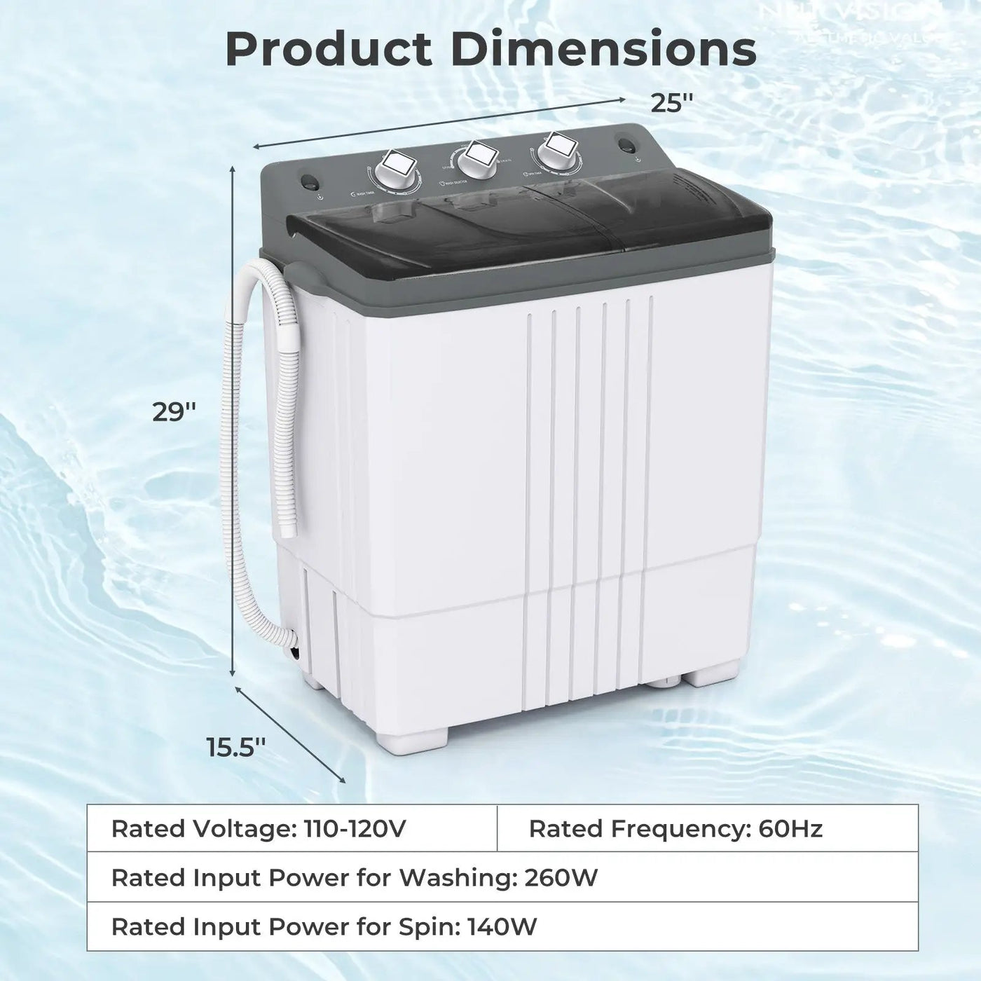 Portable Washing Machine with Built-in Drain Pump by DirectDeals